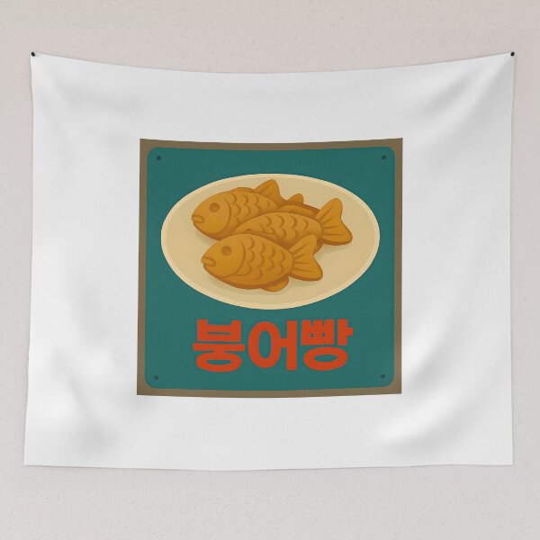 Item preview, Illustration Bungeoppang Korean characters - vintage sign designed and sold by Hallyu Bubble.