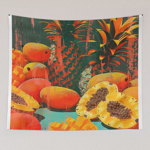 Item preview, This 3D rendered image showcases an enticing display of exotic tropical fruits including a juicy pineapple. designed and sold by CheerForGoods.