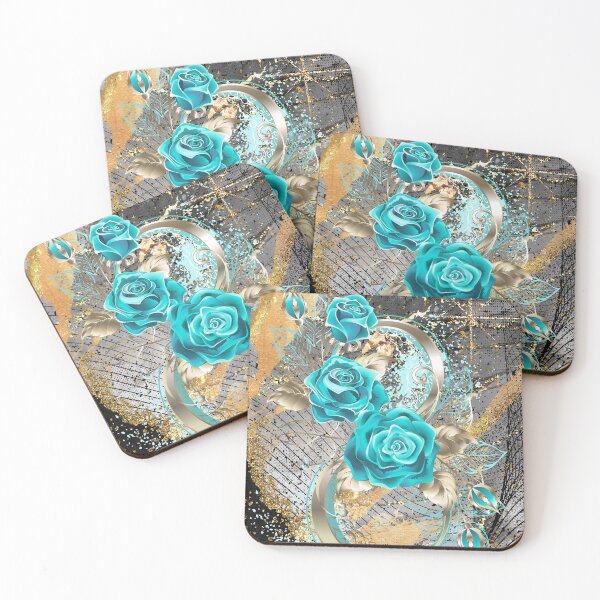 Item preview, Turquoise & Gold Roses – Modern Floral Elegance designed and sold by Graf.x.