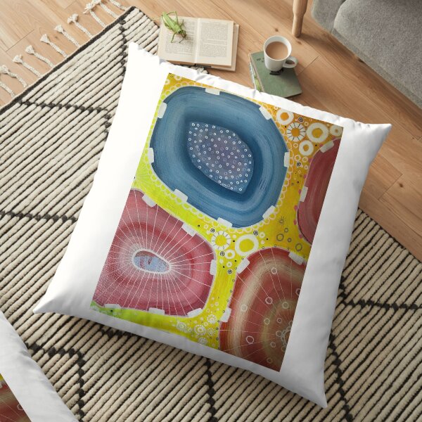 Colorful abstract -yellow Floor Pillow