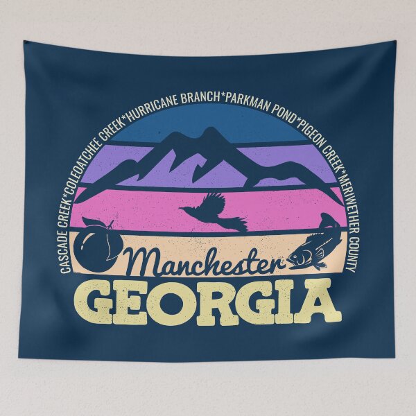 Item preview, Manchester Georgia Sunset Retro Vintage Local Pride Logo designed and sold by CRHPOD20.