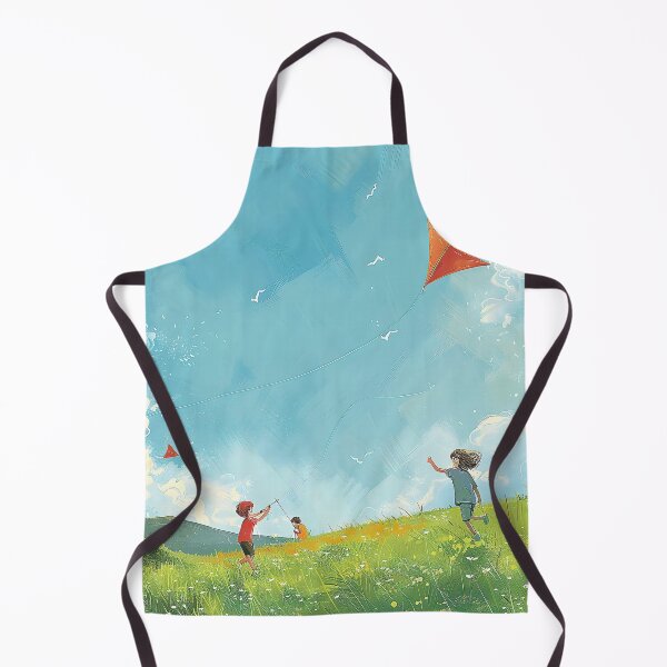 Item preview, Carefree Children Flying Kites in Serene Meadow Under Tranquil Blue Sky. designed and sold by CheerForGoods.