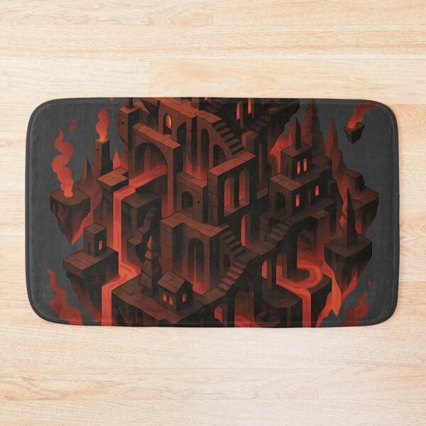 Item preview, Volcanic Escher City – Endless Lava Architecture with Optical Illusion Twist designed and sold by WAUZ.