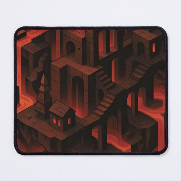 Item preview, Volcanic Escher City – Endless Lava Architecture with Optical Illusion Twist designed and sold by WAUZ.