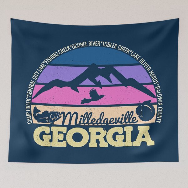 Item preview, Milledgeville Georgia Sunset Retro Vintage Local Pride Logo designed and sold by CRHPOD20.
