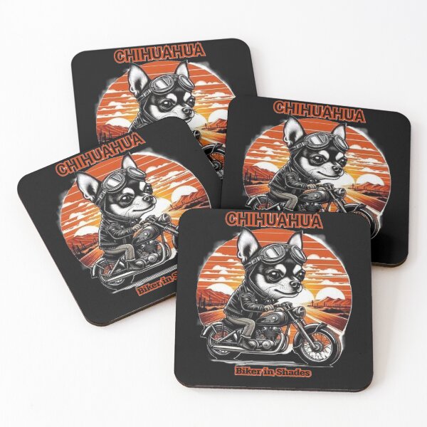 Item preview, Chihuahua Biker in Shades  Vintage Motorcycle Sunset Illustration designed and sold by Iuqiune.
