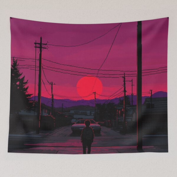 Item preview, Lofi Nostalgic Sunset Pixel Art designed and sold by V-Fantasy.