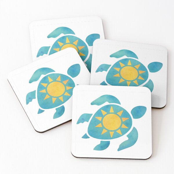 Item preview, Watercolor Sea Turtle with Sun Shell – Yellow & Blue Tropical Design designed and sold by sabily.