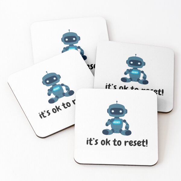 Item preview, “Cute Minimal Robot Under Starry Sky – It’s Okay to Reset Mental Health Illustration” designed and sold by teesprinkle.
