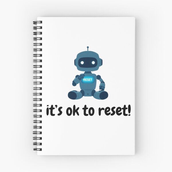 Item preview, “Cute Minimal Robot Under Starry Sky – It’s Okay to Reset Mental Health Illustration” designed and sold by teesprinkle.