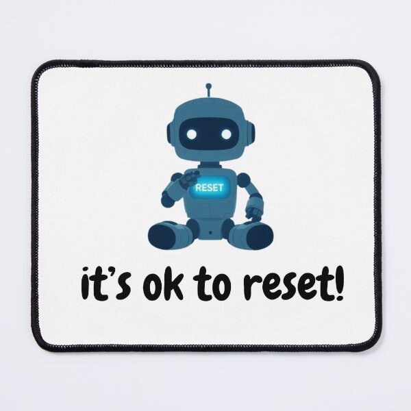 Item preview, “Cute Minimal Robot Under Starry Sky – It’s Okay to Reset Mental Health Illustration” designed and sold by teesprinkle.