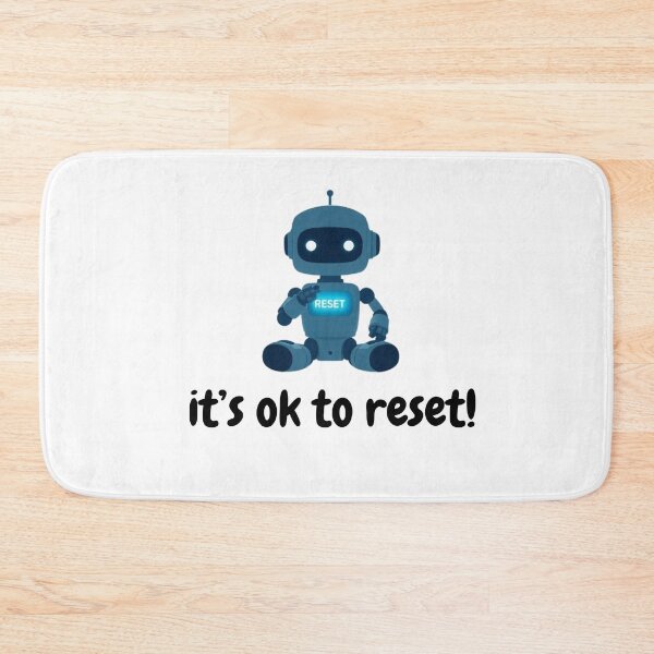 Item preview, “Cute Minimal Robot Under Starry Sky – It’s Okay to Reset Mental Health Illustration” designed and sold by teesprinkle.