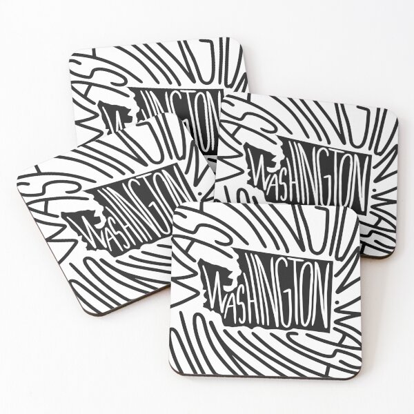 Item preview, Washington State - WA Map and Flag - Black and White - Typography USA The Evergreen State designed and sold by Ranggasme.