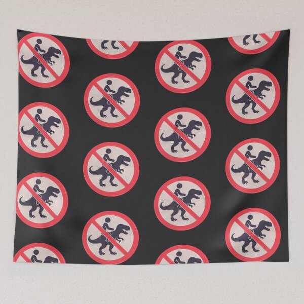 Item preview, No Dinosaur Riding Allowed Funny Warning Sign designed and sold by Jess.a.creates.