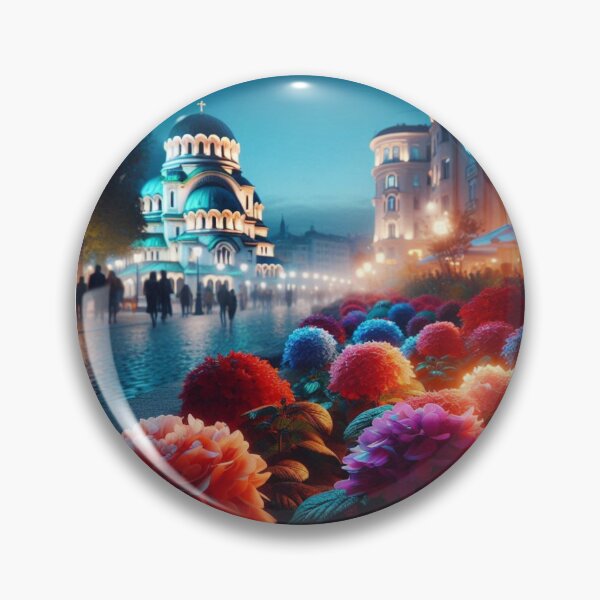 Item preview, Sofia City in 80s Style with Floral Focus – Retro AI Artwork with Evening Light Effect for Urban Lovers designed and sold by knalpot-design.