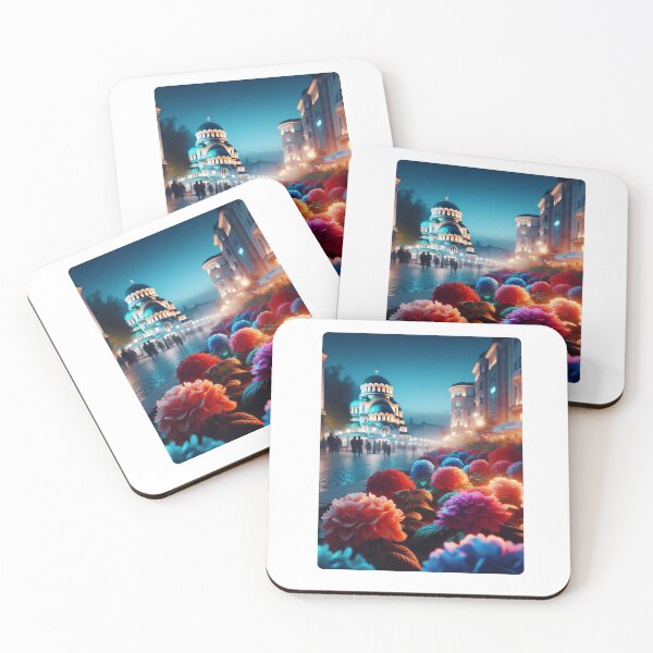 Item preview, Sofia City in 80s Style with Floral Focus – Retro AI Artwork with Evening Light Effect for Urban Lovers designed and sold by knalpot-design.
