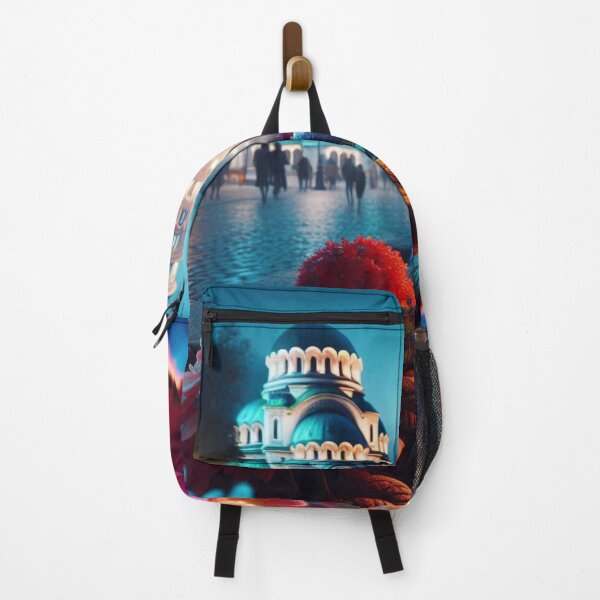 Item preview, Sofia City in 80s Style with Floral Focus – Retro AI Artwork with Evening Light Effect for Urban Lovers designed and sold by knalpot-design.