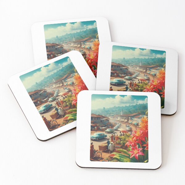 Item preview, Retro Freetown City Vibes – 80s Style Urban Scene with Floral Focus, AI Artwork for Vintage Fashion and Decor designed and sold by knalpot-design.