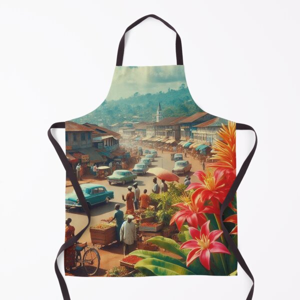 Item preview, Retro Freetown City Vibes – 80s Style Urban Scene with Floral Focus, AI Artwork for Vintage Fashion and Decor designed and sold by knalpot-design.