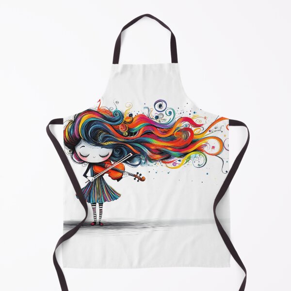 Item preview, Whimsical girl with violin and colorful flowing hair designed and sold by Artessie.
