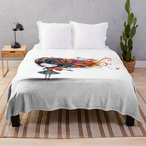 Item preview, Whimsical girl with violin and colorful flowing hair designed and sold by Artessie.