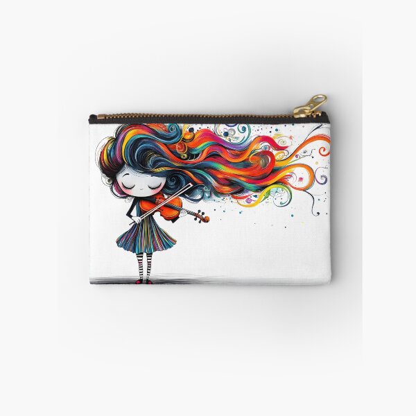 Item preview, Whimsical girl with violin and colorful flowing hair designed and sold by Artessie.