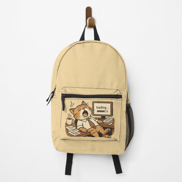Item preview, Cartoon cat yawning at work in the office designed and sold by EchoOfSilence.
