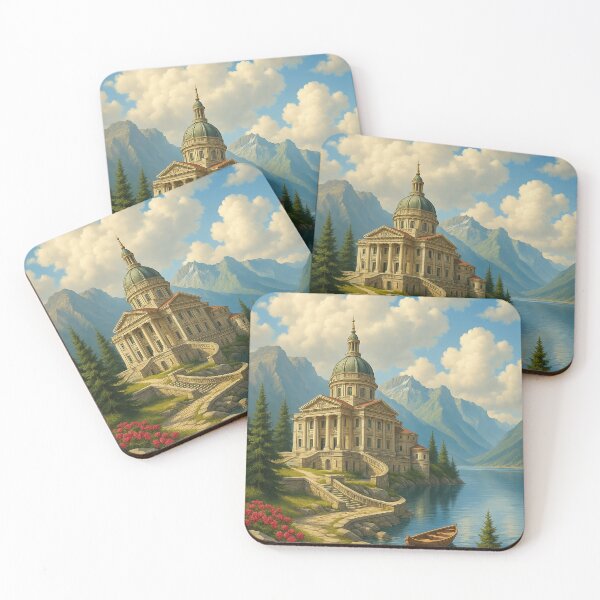 Item preview, Serene Lakeside Mansion Landscape designed and sold by EvokeInspire.