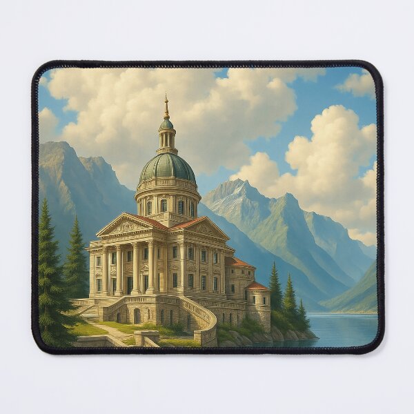 Item preview, Serene Lakeside Mansion Landscape designed and sold by EvokeInspire.