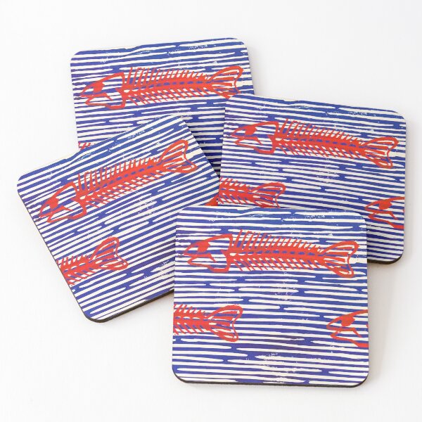 Item preview, Red fish in blue designed and sold by Bregtje.com.
