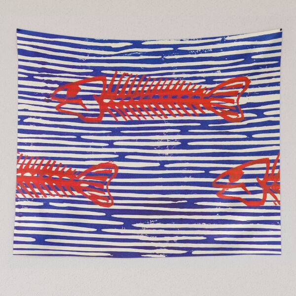 Item preview, Red fish in blue designed and sold by Bregtje.com.