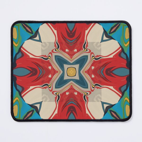 Artikelvorschau, Dynamisches Kaleidoskop in kräftigem Rot, Blau und Gelb entworfen und verkauft von Zilpa’s Prints.