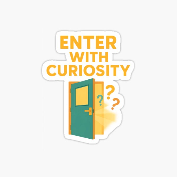 Item preview, Enter with Curiosity – Modern Inspirational Classroom Poster Design designed and sold by TheCrazyOdd.