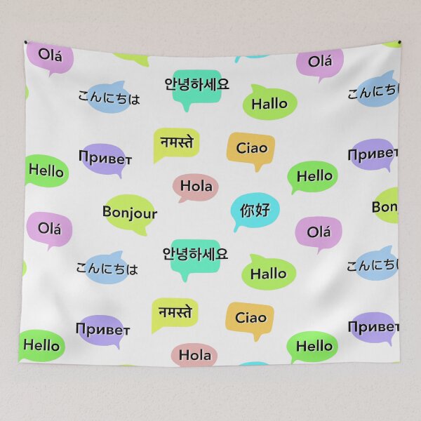 Item preview, Greetings in 11 languages ​​for language lover, traveler n shop owner designed and sold by LiberaCaballo.