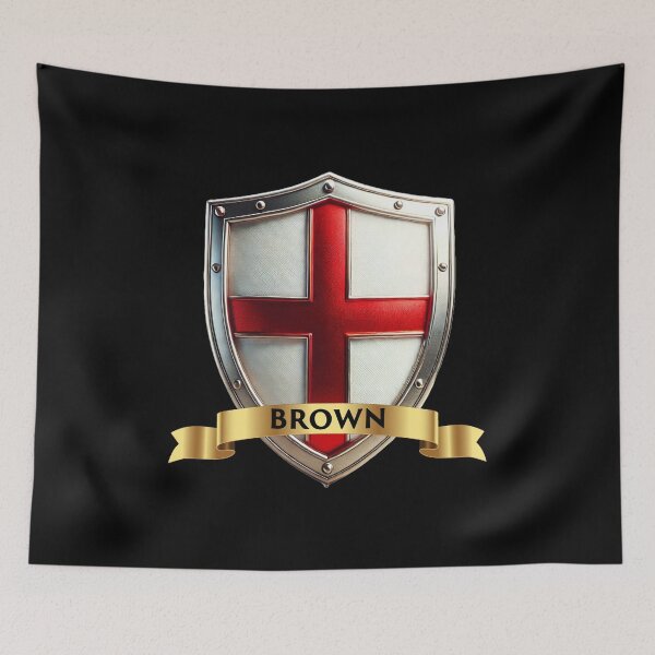Item preview, Brown English Heritage Shield St George Cross & Surname Banner designed and sold by Highlandkings.