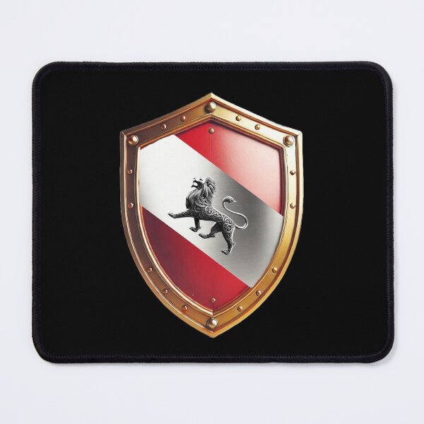 Item preview, Davis Heraldic Shield Silver Lion & RedWhite Diagonal Split designed and sold by Highlandkings.