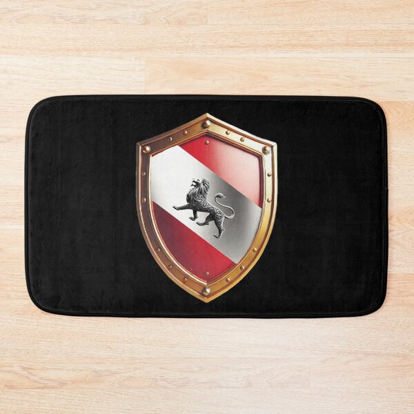 Item preview, Davis Heraldic Shield Silver Lion & RedWhite Diagonal Split designed and sold by Highlandkings.