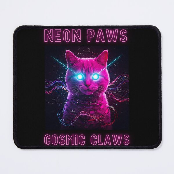 Item preview, Neon Paws, Cosmic Claws – Digital Cat Warrior | Design by EgyApe designed and sold by egyape ⭐⭐⭐⭐⭐.