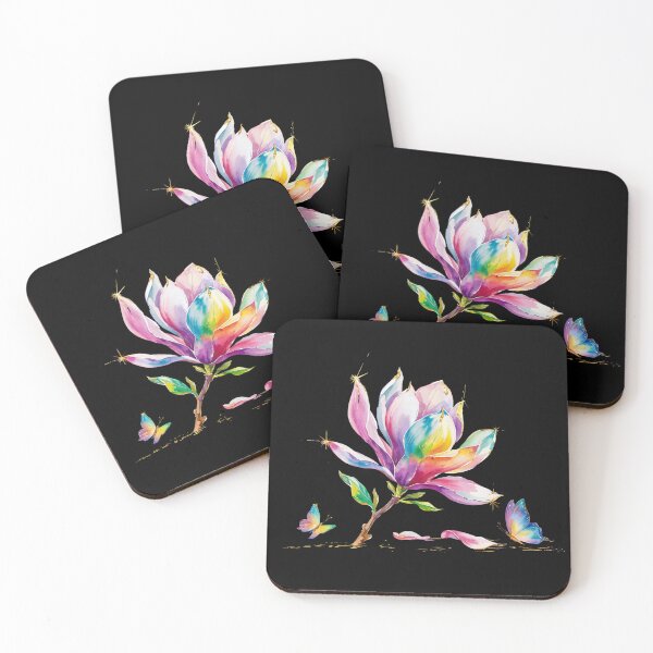 Item preview, Watercolor Colorful Magnolia Blossom with Butterflies designed and sold by MadCatPrints.