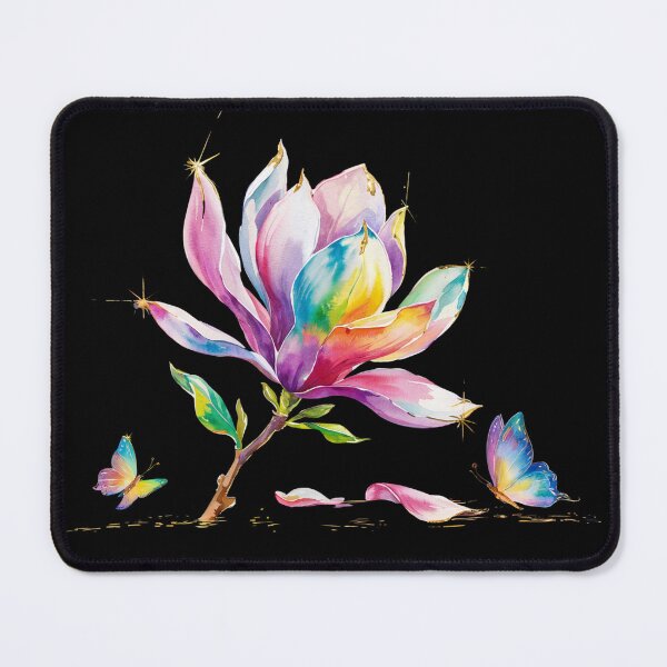 Item preview, Watercolor Colorful Magnolia Blossom with Butterflies designed and sold by MadCatPrints.