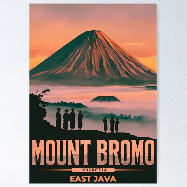 Item preview, Mount Bromo Poster, East Java Art, Indonesia South East Asia designed and sold by Bits & Bops Boutique.