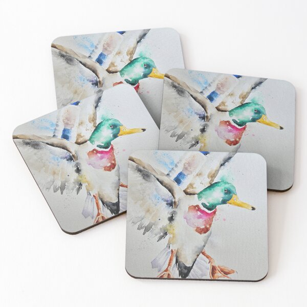 Item preview, Loose messy style watercolour painting of a flying Duck by Elle Smith Art designed and sold by Elle-Smith-Art.