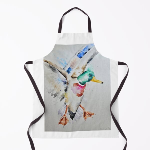 Item preview, Loose messy style watercolour painting of a flying Duck by Elle Smith Art designed and sold by Elle-Smith-Art.