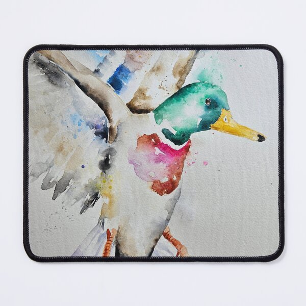 Item preview, Loose messy style watercolour painting of a flying Duck by Elle Smith Art designed and sold by Elle-Smith-Art.