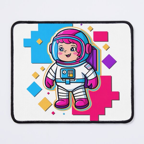Item preview, Retro 90s Astronaut – Pink & Blue Pixel Art Space Style with VHS Glitch Vibes designed and sold by LoliDesignShop.