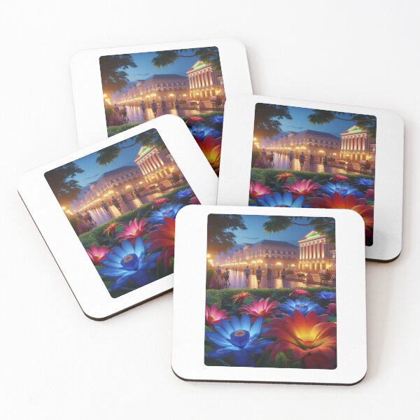 Item preview, Manaus City at Night – 80s Style Floral Urban Scene with Retro Lights | AI Artwork for City & Flower Lovers designed and sold by knalpot-design.