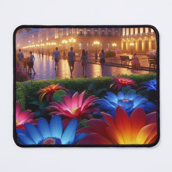 Item preview, Manaus City at Night – 80s Style Floral Urban Scene with Retro Lights | AI Artwork for City & Flower Lovers designed and sold by knalpot-design.