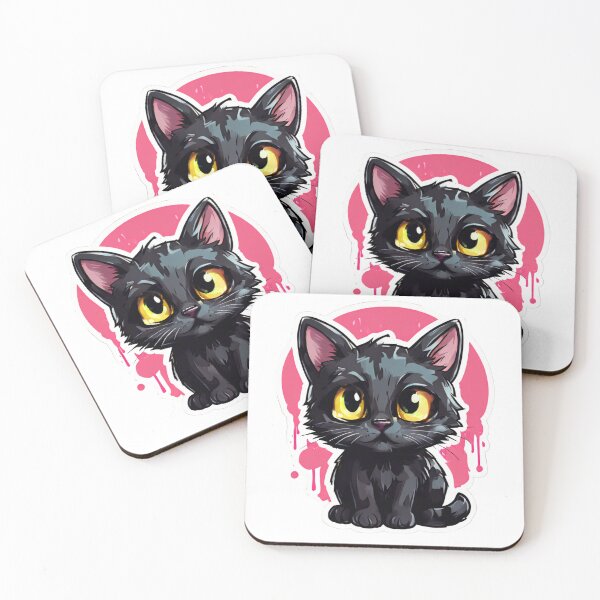 Item preview, Cute Black Cartoon Kitten Sticker | Big Eyed Cat Illustration designed and sold by UnboxedZone.