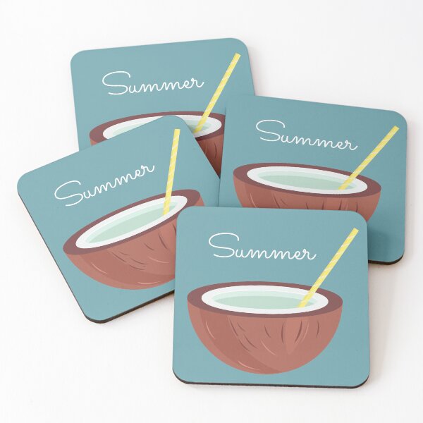 Item preview, Flat Design Summer Illustration with Coconut Cocktail designed and sold by AlginaPugachova.