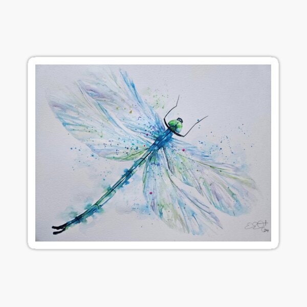 Item preview, Loose style watercolour art painting of a Dragonfly by Elle Smith Art designed and sold by Elle-Smith-Art.